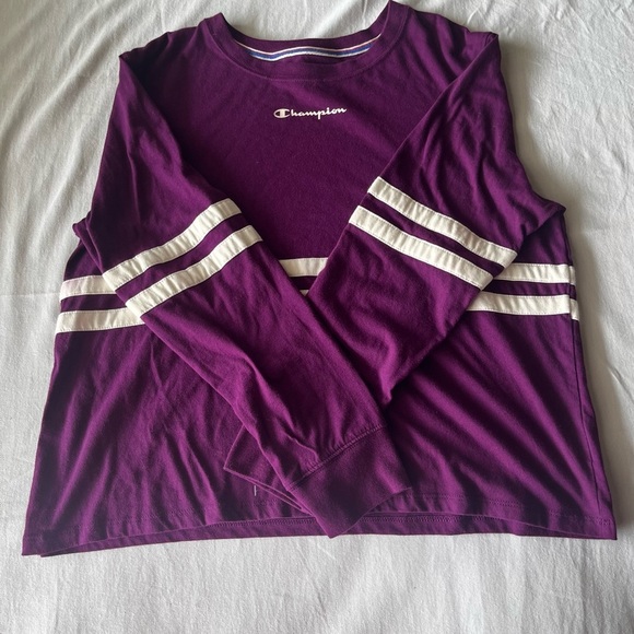 Champion Deep Purple Crewneck with White Stripes - Picture 3 of 9